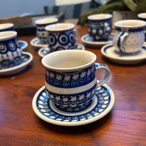 POLISH POTTERY 3 OZ ESPRESSO CUP & SAUCER